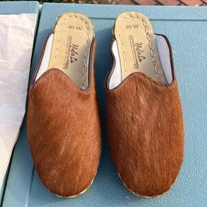 Nida Lu Genuine Calf Hair Mules NIB